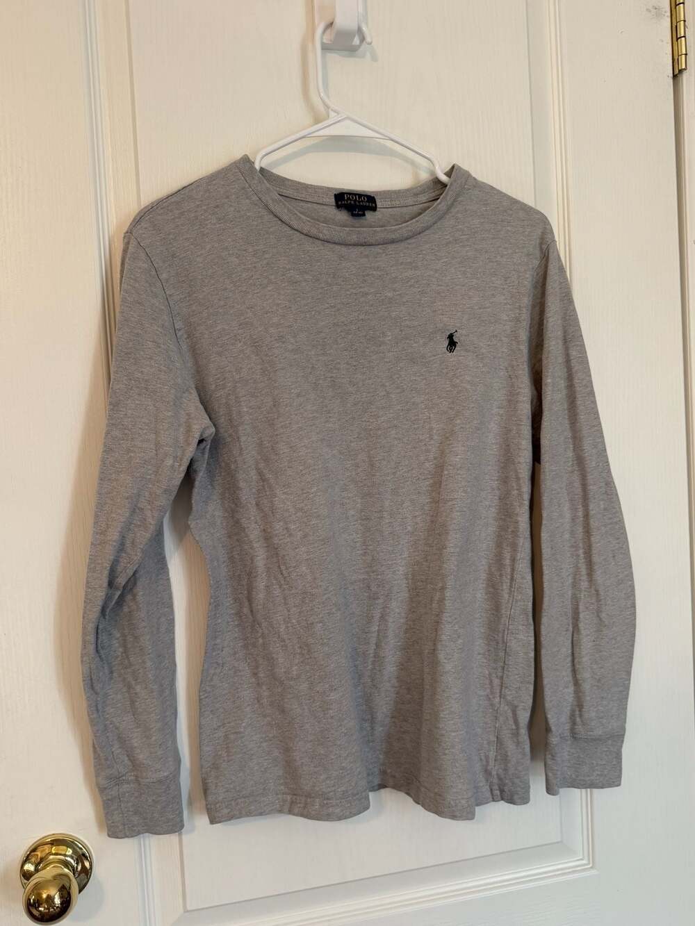 Polo Ralph Lauren Gray Long Sleeve Crewneck Cotton Jersey Tee Boys Size Large 14